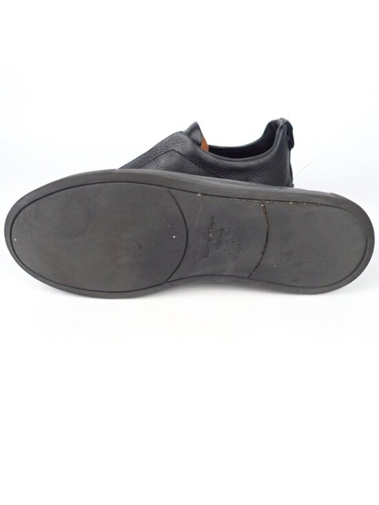 Ermenegildo Zegna Couture Triple Stitch Black Leather Sneakers US 11